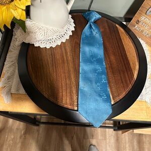 3/$10 Cabot Royale Vintage 1970s Blue Patterned Clip On Tie